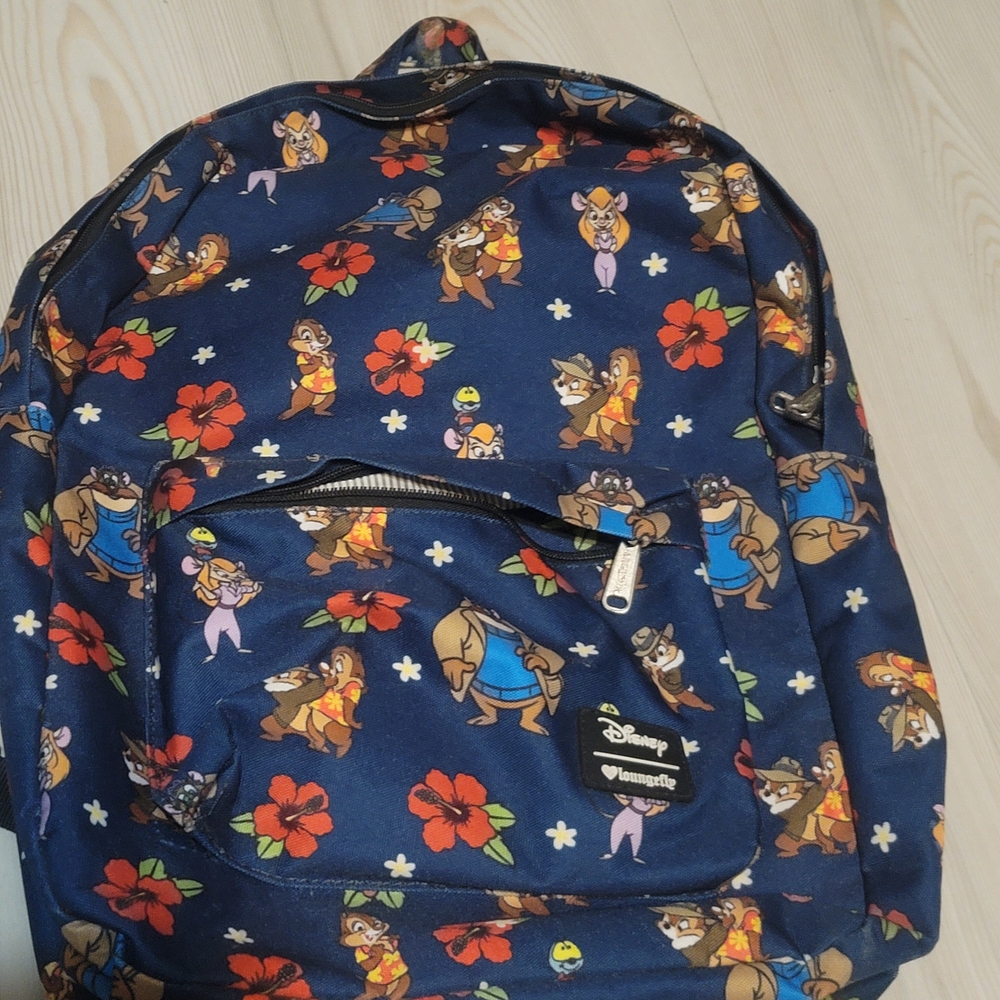 NWOT Disney Chip 'n Dale Navy Floral Loungefly Backpack